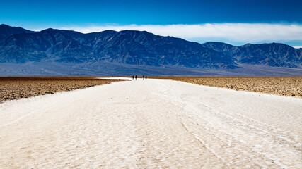 Fototapeta na wymiar Badwater Basin with view of Panamint Mountain Range in the background