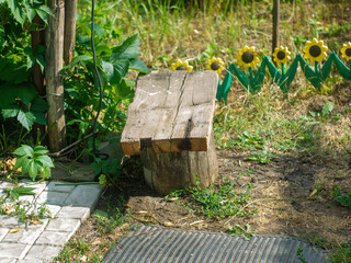 small wooden makeshift bench in the village