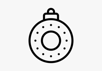 Linear Christmas ball vector. New Year tree design element. Winter holiday rounded vector icon