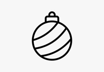 Flat Christmas ball vector icon. Linear rounded design element for a New Year tree decoration