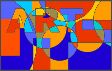 Fototapeta premium Abstract background image with the inscription ART. Horizontal abstract banner for your design in cartoon style. Vector illustration.