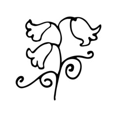 Hand drawn floral element for greeting cards, wedding invitations, poster design etc. Vector illustration on isolated background.