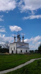 Ancient historical building of orthodox church cathedral in Russia, Ukraine, Belorus, Slavic people faith and beleifs in Christianity Suzdal
