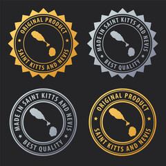 Made in Saint Kitts and Nevis - gold and silver stamp set. Best quality. Original product.