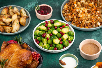 Christmas festive dinner with traditional dishes