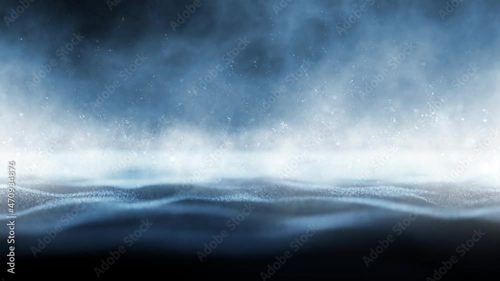 Poster wavy texture landscape with fog effect and flickering particles abstract concept copy space seamless