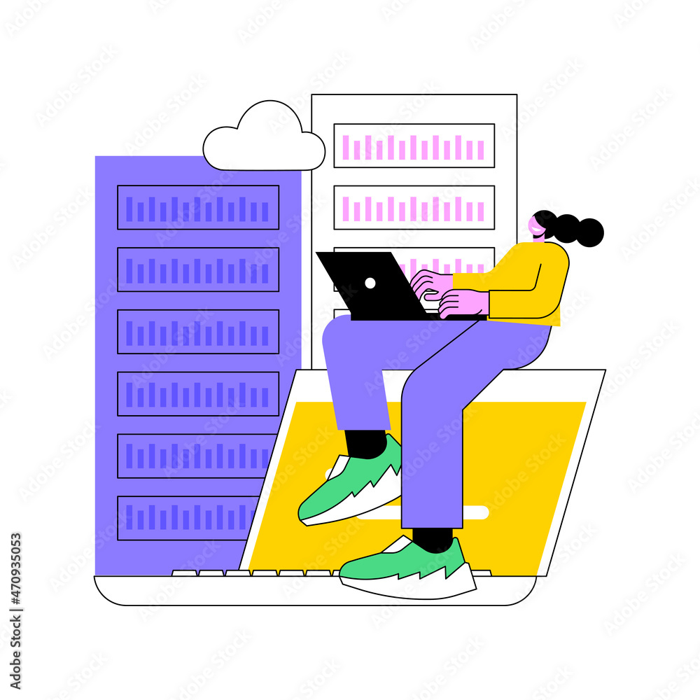 Poster data center abstract concept vector illustration. colocation data center, centralized computer syste