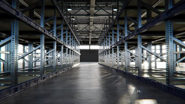 Thema Logistik oder Handel: leere Lagerhalle oder Warenlager