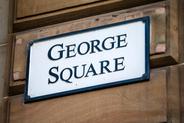 George Square Street Sign in Glasgow, Scotland
