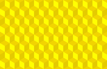 Yellow Isometric cube Shape Background texture. Seamless pattern vector illustration