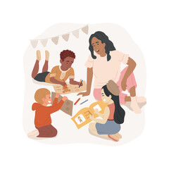 Create story journal isolated cartoon vector illustration. Draw and write, write fairy tale, creative activity, preschool children, literacy skills development, early education cartoon vector.