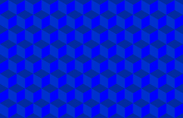 Blue Isometric cube Shape Background texture. Seamless pattern vector illustration