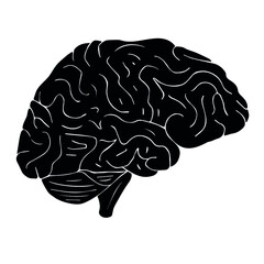 Vector hand drawn doodle sketch black brain isolated on white background