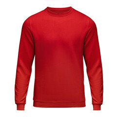 Red sweatshirt template. Pullover with long sleeve, clipping path, mockup for design and print. Mens sweatshirt front isolated on white background - 470937050