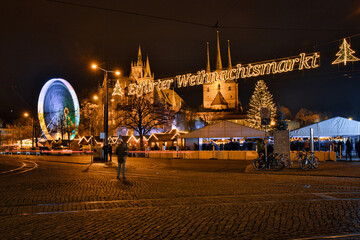 Fototapeta premium christmas market on the cathedral square in Erfurt