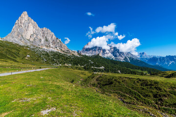Naklejka premium Dream Dolomites. Nuvolau, Arvelau and five towers.