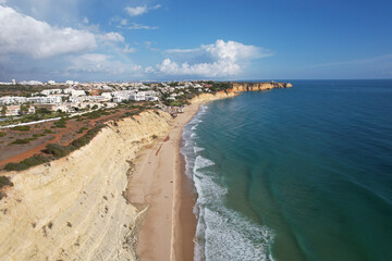 Aerial view fishermen's trail algarve portugal lagos Porto Mós Praia da Luz beach Rocha Negra