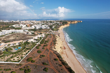 Fototapeta na wymiar Aerial view fishermen's trail algarve portugal lagos Porto Mós Praia da Luz beach Rocha Negra