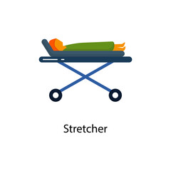 Stretcher Flat Icon. Pixel Perfect. For Mobile and Web. stock illustration