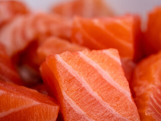 Fillet of red fish, cut into pieces.