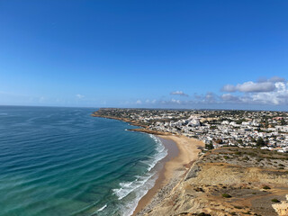 Aerial view fishermen's trail algarve portugal lagos Porto Mós Praia da Luz beach Rocha Negra