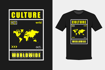 culture wordwide modern black t shirt design