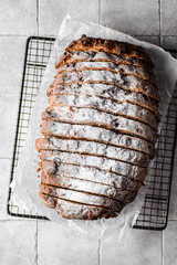 christmas stollen on a gray background