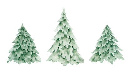 Christmas trees. isolated on white background.Watercolor illustration.