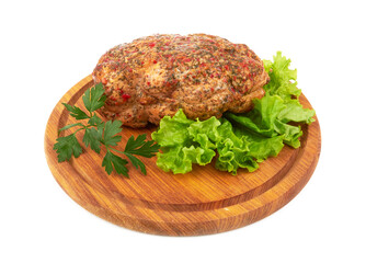 Baked meat on cutting board