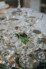 fountain with glass of champagne