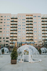 wedding ceremony in winter igloo courtyard elopement