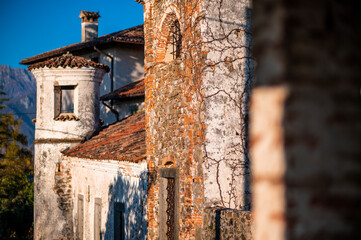 Autumn among the vineyards and the ancient village of Villafredda. Friuli.