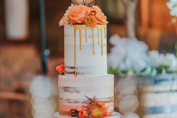 Wedding cake dessert display table