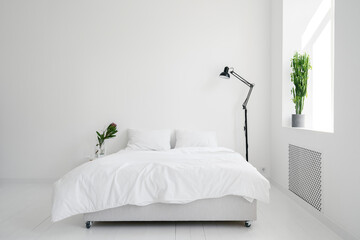 Bright interior design in white modern apartment