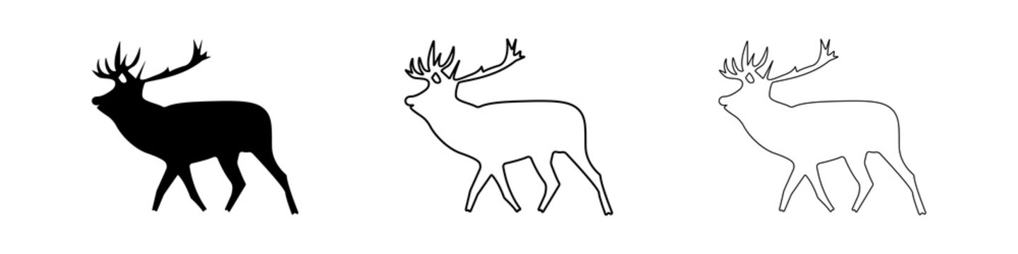 Christmas deer silhouettes on the white background.Vector illustration