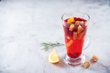 Cranberry orange sangria in a glass