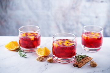 Cranberry orange sangria in a glass