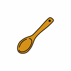kitchen spoon doodle icon, vector color line illustration