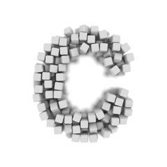 White cube letter C - Capital 3d voxel font - suitable for science, modernity or technology related subjects