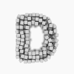 White cube letter D - Capital 3d voxel font - suitable for science, modernity or technology related subjects