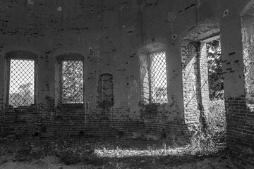 the interior of an abandoned temple