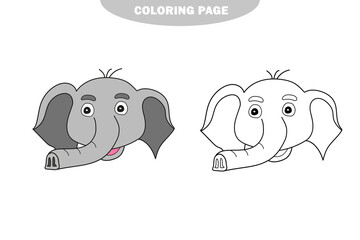 Simple coloring page. Elephant to be colored, the coloring book for preschool kids with easy gaming level. Color and black and white version