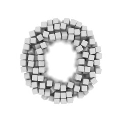 White cube letter O - Large 3d voxel font - suitable for science, modernity or technology related subjects