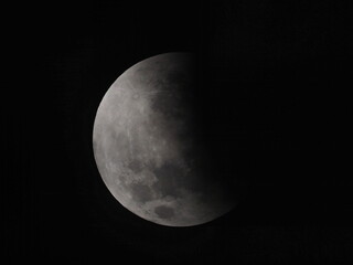 Closeup of a bright moon during lunar eclipse, Vilcabamba, Ecuador