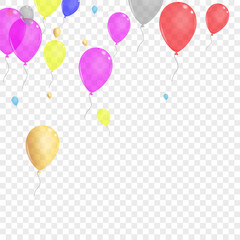 Bright Baloon Background Transparent Vector. Confetti Present Template. Purple Latex. Pink Balloon. Toy Party Banner.