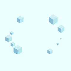 Fototapeta na wymiar White Cubic Background Blue Vector. Block Particles Texture. Blue-gray Square Geometry Card. Empty Illustration. Grey Isometric Geometric.