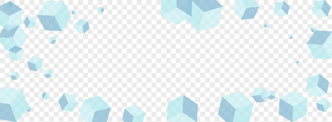 Blue Cube Background Transparent Vector. Box Abstract Template. Gray Cubic Minecraft Card. Collection Design. White Package Geometric.