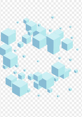 Monochrome Square Background Transparent Vector. Block Abstract Design. White Geometric Futuristic Card. 3d Template. Gray Element Cubic.