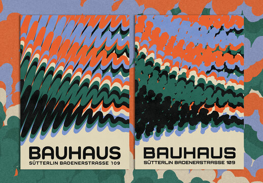 Retro Abstract Bauhaus Cover Design Layout