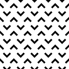 Geometric seamless pattern. Arrow background. Abstract chevron texture. Repeating simple print with chivron. Monochrome graphic design with shevron. Repeated black and white geometry backdrop. Vector  - obrazy, fototapety, plakaty